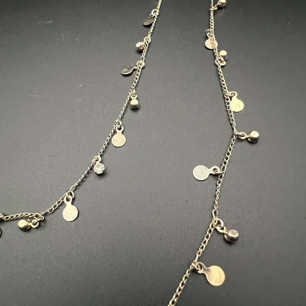 Double Strand Gold Tone Coin and Rhinestone Necklace - Picture 2 of 3